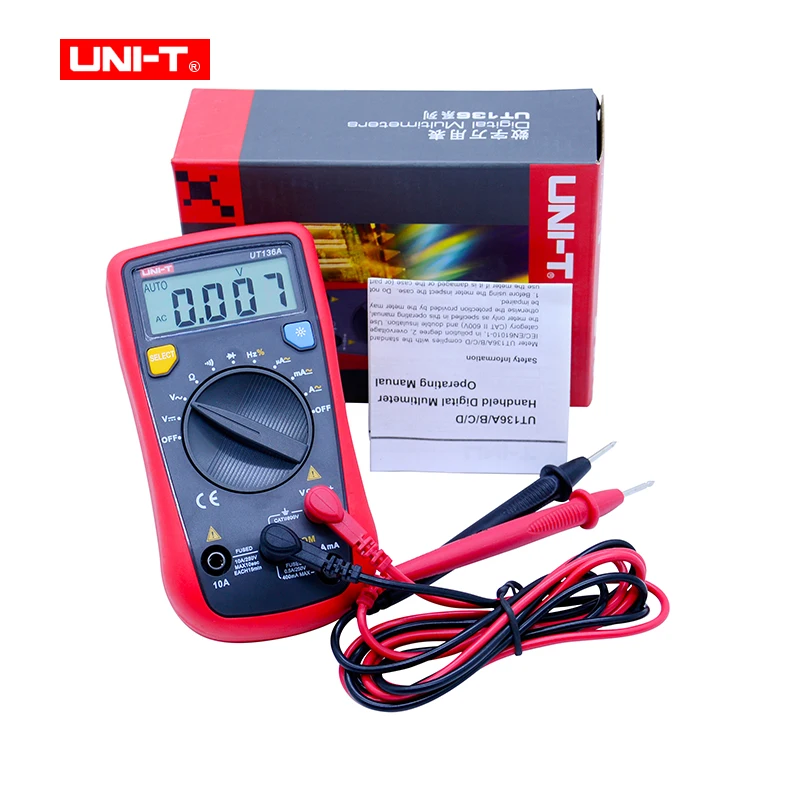 UT136A UNI-T UT136A/B/C/D Мини цифровой мультиметр AC/DC Вольтметр Амперметр Мульти Тестеры Автоматическое отключение питания с диодом ручной мультиметр - Цвет: UT136A