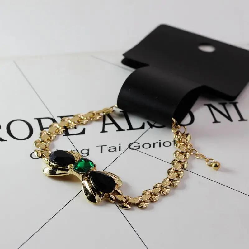 Бабочка Форма Золотой сплав синий черный драгоценные камни толстая цепочка
