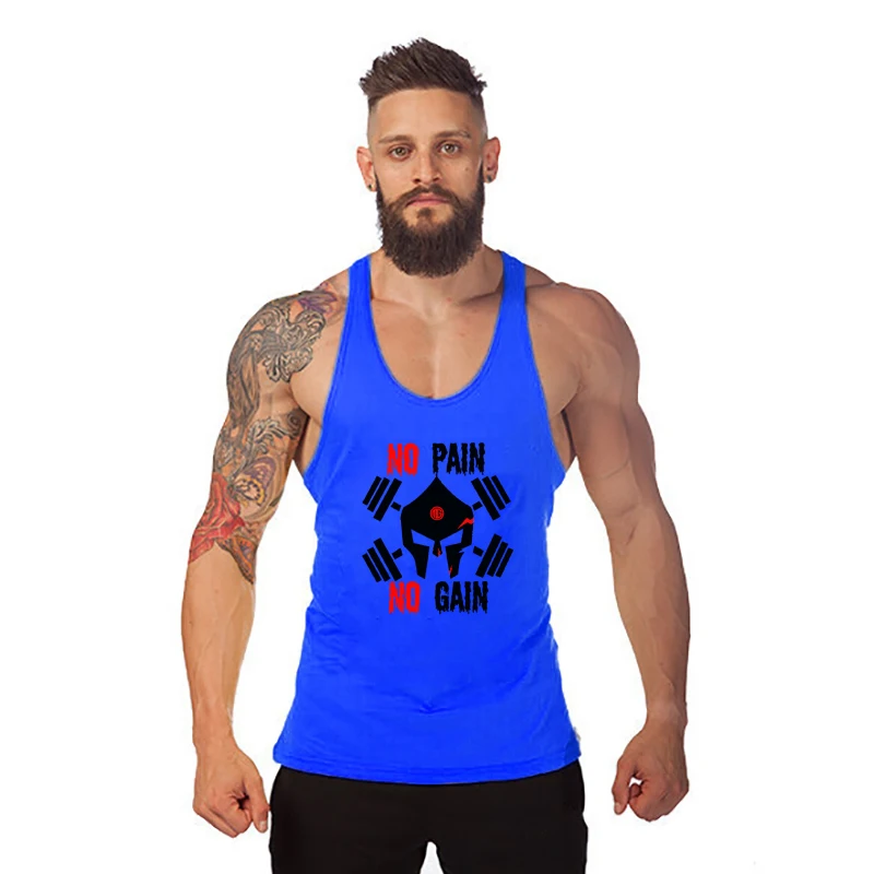 Майка мужская хлопковая без рукавов брендовая одежда для спортзала и