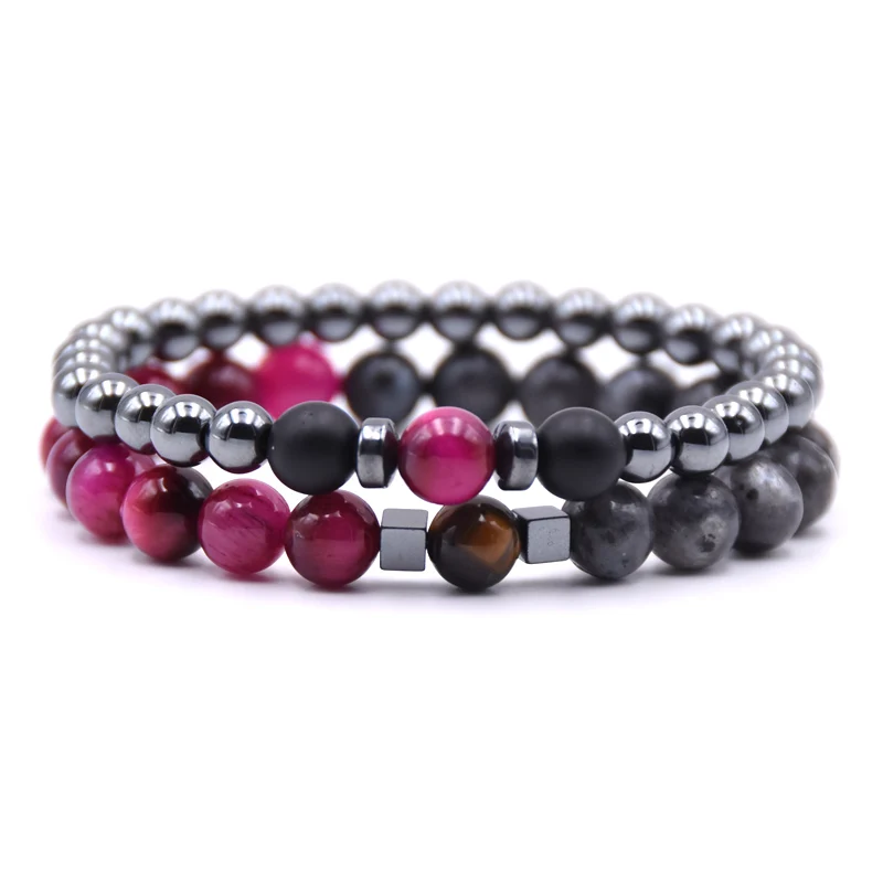 Браслет для влюбленных 2 шт./компл. роскошный браслет из бисера 8 мм мужской камня