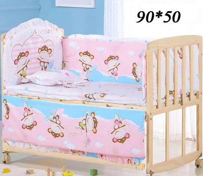 90-50 Pink Monkey 5 шт./компл. детская кроватка бампер с рисунком героев из мультфильма; хлопок Детские Постельное белье бампер Детское покрывало для кровати номер Декор ZT19 - Цвет: 90-50 Pink Monkey