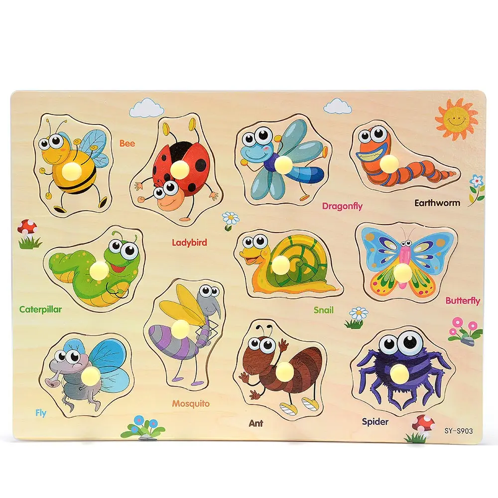 SY-S903-Insects Zalami детские деревянные головоломки для рук Tangram головоломки доска мультфильм игрушки для детей раннего образования - Цвет: SY-S903-Insects
