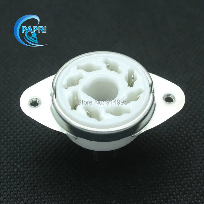 

PAPRI 10PCS 8pin Silver Plated Ceramic Chassis Mount K8A Vacuum Tube Sockets For KT88 6L6 6CA7 KT66 EL34 6550 6V6 6SN7 etc.