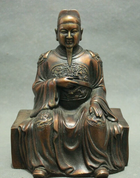 Народное искусство Китая Бронзовая голова дракона сидя вен Чанг император