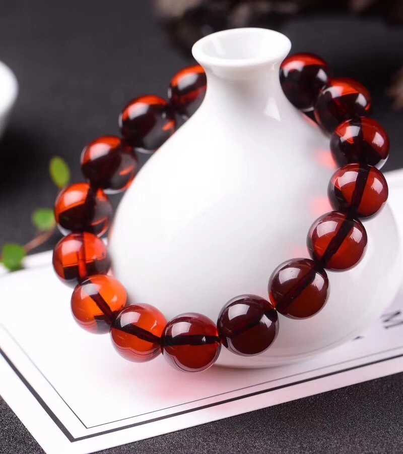 Natural Blood Red Amber Bracelet Jewelry For Women Man Healing Beauty Crystal 11mm Round Beads Stone Gemstone AAAAA Certificate | Украшения