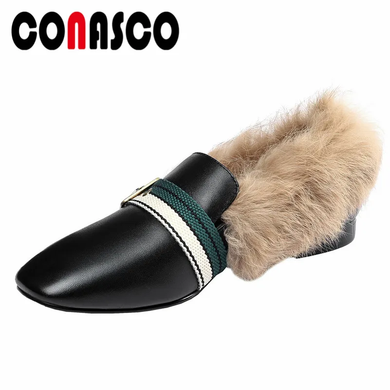 

CONASCO модные брендовые женские босоножки на высоком каблуке, с мехом; Теплые вечерние свадебные женские туфли с пряжками, без застежек для ос...