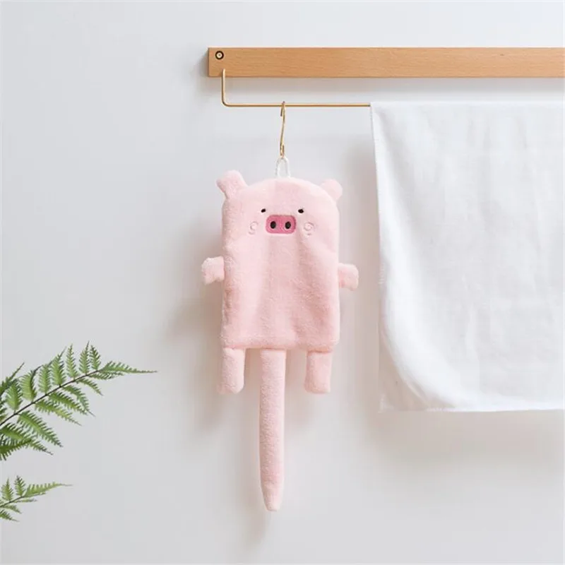 Pink Новинка 1 шт. милые полотенца для рук свинья мягкая ткань для взрослых банные полотенца для рук кружевная кайма хорошо впитывающий Toallas Mano подарок - Цвет: Pink