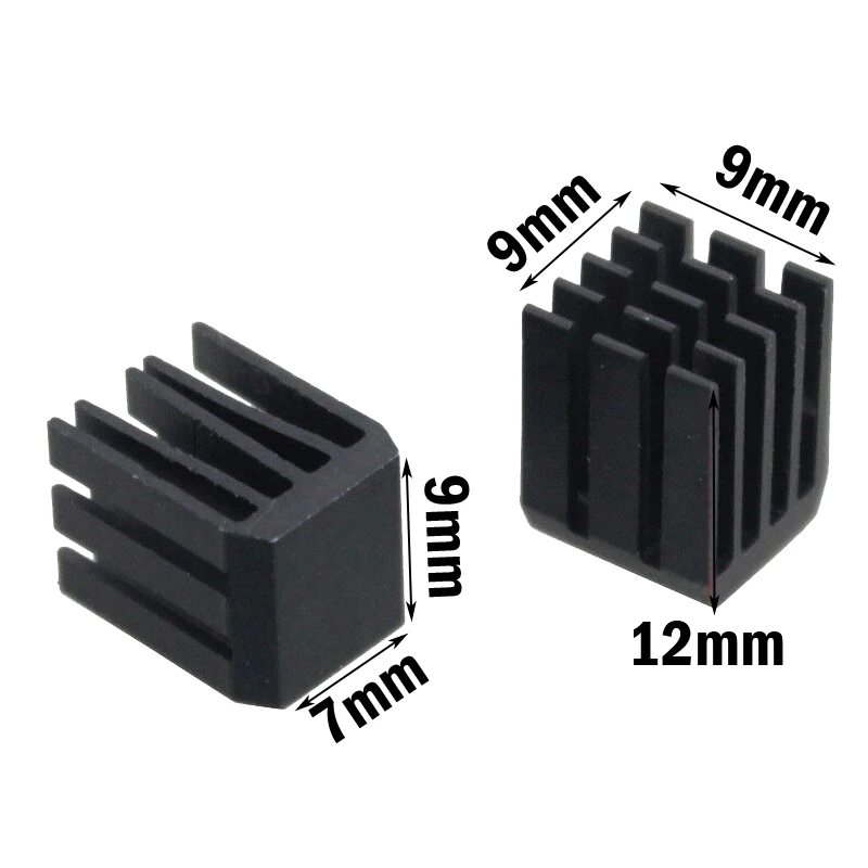 Bestellen 1000 PCS Schwarz 9x9x12mmAluminum Kühlung RAM Kühler Kühlkörper Kühler Chipsatz Kühlkörper 9mm 12mm Mini Heatisnk Fans Für PI
