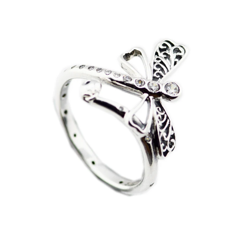 

Dreamy Dragonfly Rings with Clear CZ 100% 925 Sterling-Silver-Jewelry Free Shipping