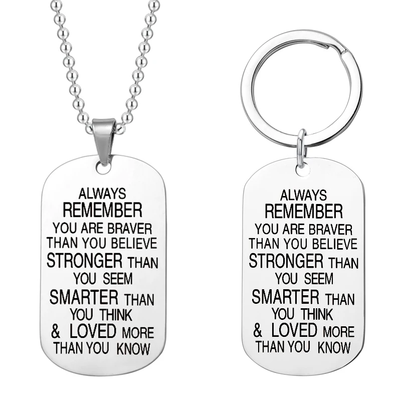 Серебряное ожерелье с черной биркой всегда помните что вы смелее чем верите