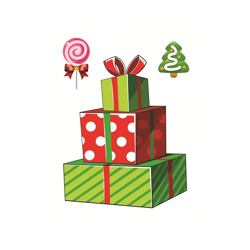 Gift box 10 шт Новогодние наклейки на окно снежинки украшения Рождественские украшения для дома магазин оконные наклейки Noel новогодний декор - Цвет: Gift box