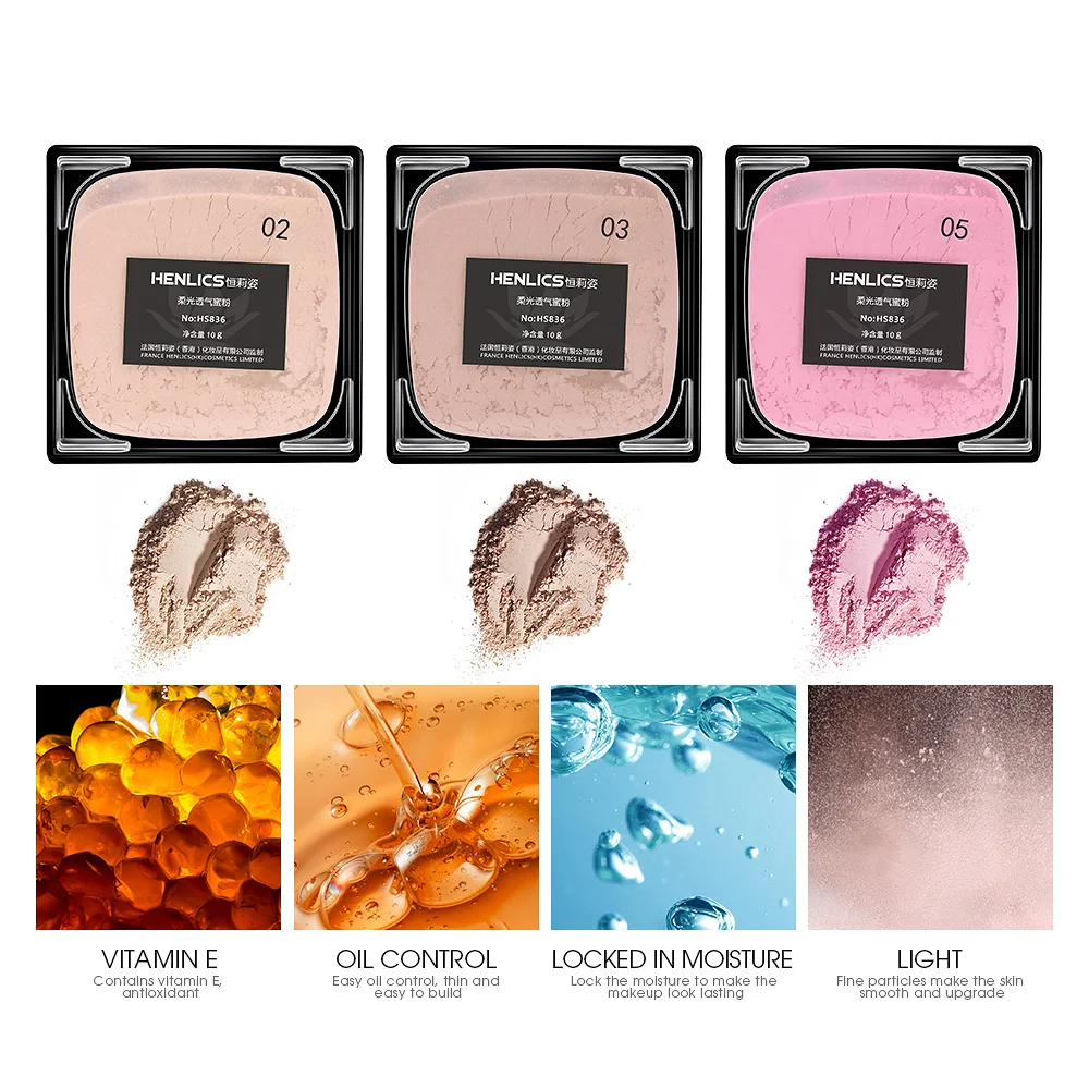 Henlics ясно складе Отделка Макияж Loose Powder палитра Фонд лицо банан порошок масла