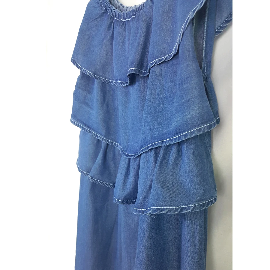 Джинсовое многослойное платье для детей Элегантное летнее джинсовое с пышными