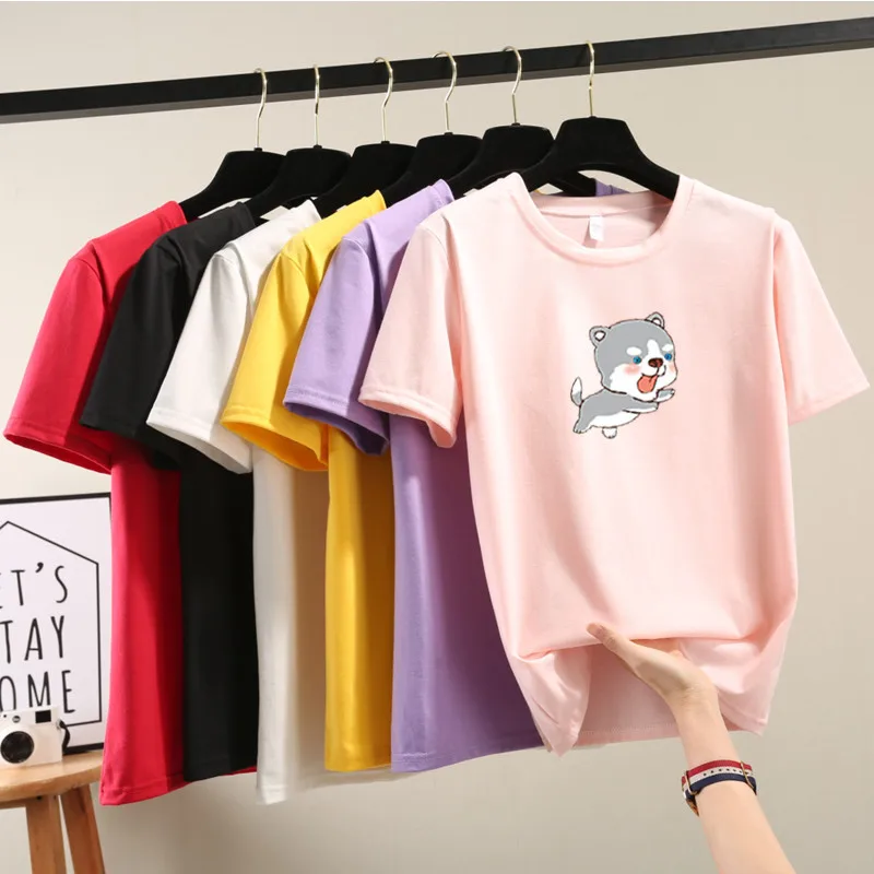 Женская футболка с коротким рукавом и круглым вырезом Harajuku Повседневная