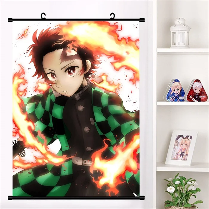 O Японское аниме Demon Slayer: Kimetsu no Yaiba Kamado Tanjirou Kamado Nezuko настенный свиток плакат Настенные подвесные плакаты домашний декор - Цвет: O