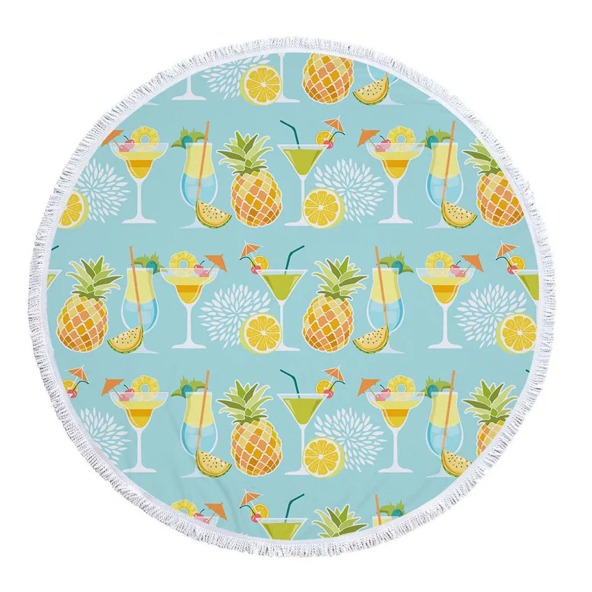 Pattern 7 Круглое пляжное полотенце из толстой микрофибры с рисунком ананаса для душа, банное полотенце s, летний круглый коврик для йоги с кисточками - Цвет: Pattern 7