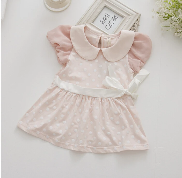 Новое повседневное детское платье в горошек с бантом из 100% хлопка консервативном