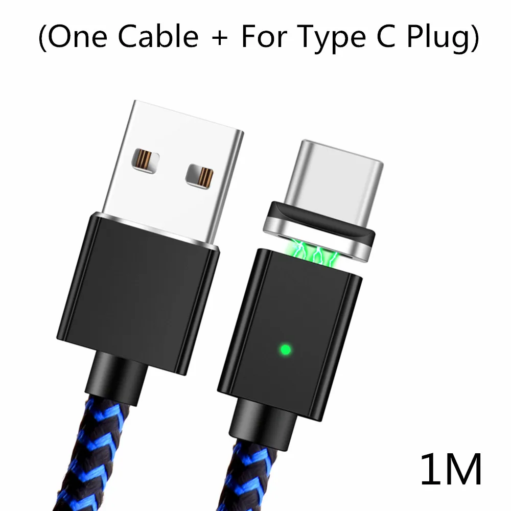 Blue Type C Cable Магнитный кабель OLAF usb type-C для samsung galaxy s8 note8 plus type-C светодиодный кабель с магнитной USB-C для быстрой зарядки USB C - Цвет: Blue Type C Cable