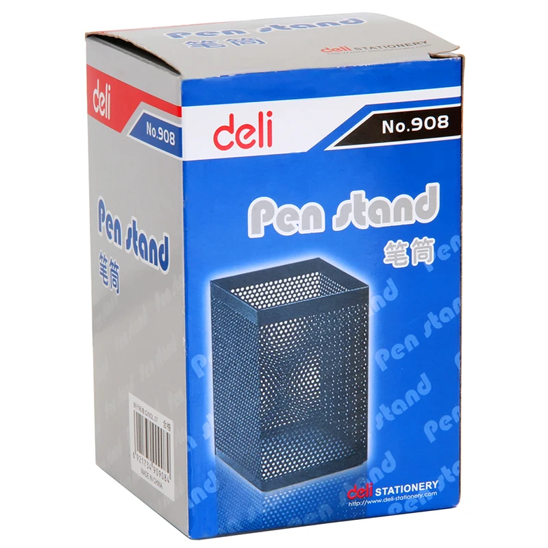 

908 square mesh pen holder iron brush pot black pen container office stationery pen container mesh pen holder