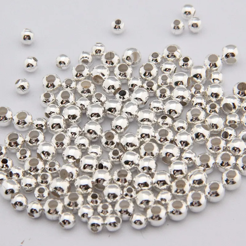 

500 Pcs/Lot 2mm 2.5mm 3mm Gold-Color Silver Plated Smooth Round Spacers Ball Beads DIY Making For Jewelry Necklace Bracelets