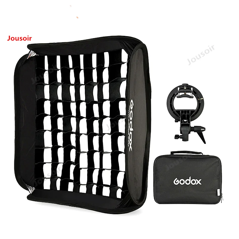 Godox S образный кронштейн 80x80 см софтбокс с сотовой сеткой для вспышки портативный
