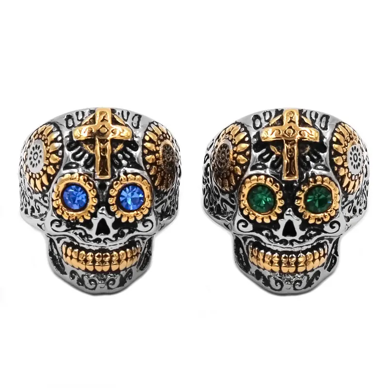 Оптовая продажа Kapala черепа кольцо байкера ювелирные изделия из нержавеющей
