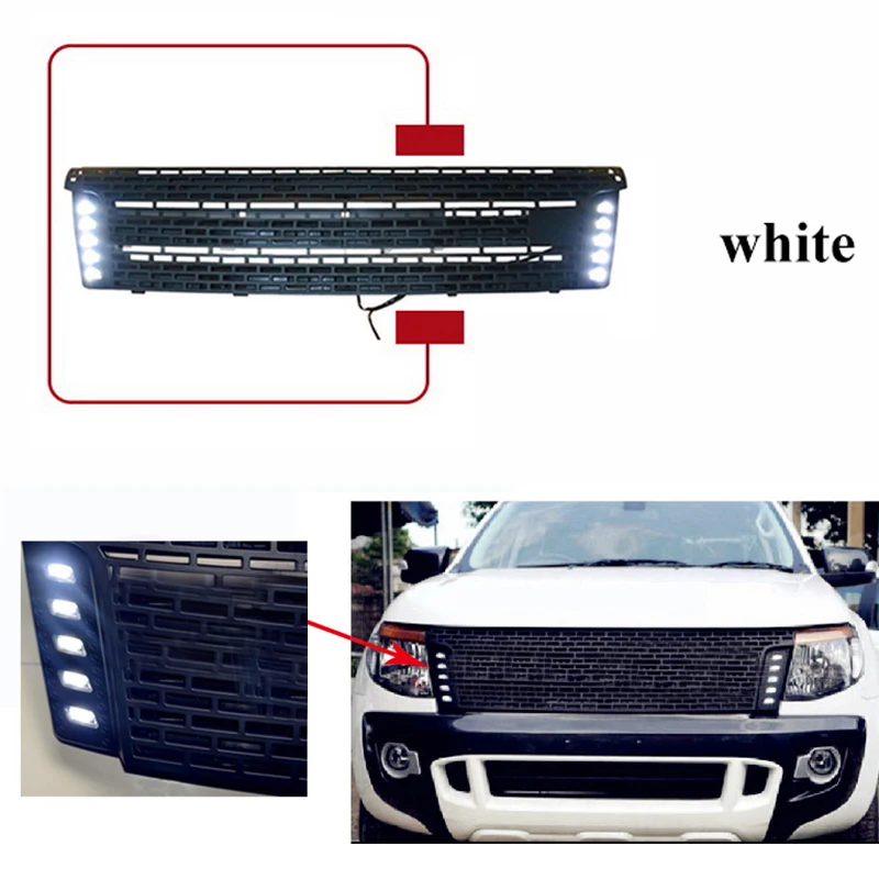 Светодиодный гоночный гриль ranger grill ABS черный Передний для ford Ranger pickup 2012 2015|grill