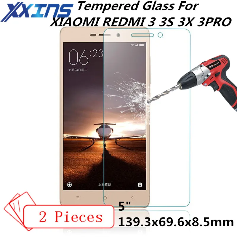 XXINS 2 шт закаленное стекло для XIAOMI REDMI 3 3S 3X 3PRO redmi3 redmi3S redmi3X MI экран защитный 5