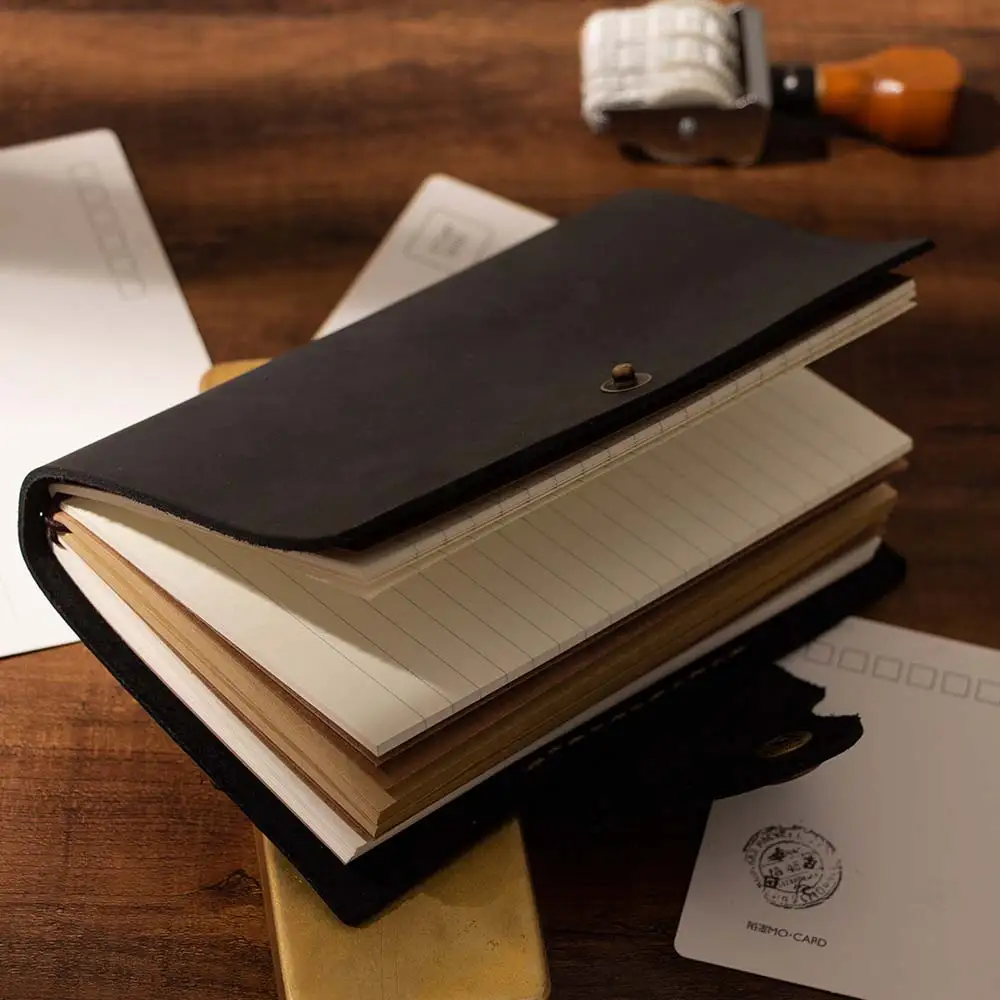 Пустой Дневники журнал записная книжка записка книга A6 натуральная кожа крышка персональный планировщик записная книжка серый, черный цвет КОРИЧНЕВЫЙ тетрадь для записей