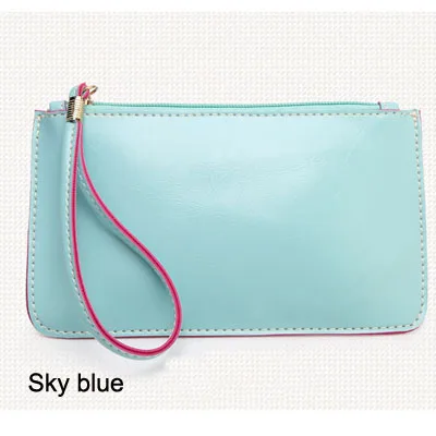 Sky blue AliExpress модный кошелек для монет хорошего качества PU с пропиткой сумка для денег милый кошелек для девочки конфеты цвета мобильный телефон сумка FN344 - Цвет: Sky blue