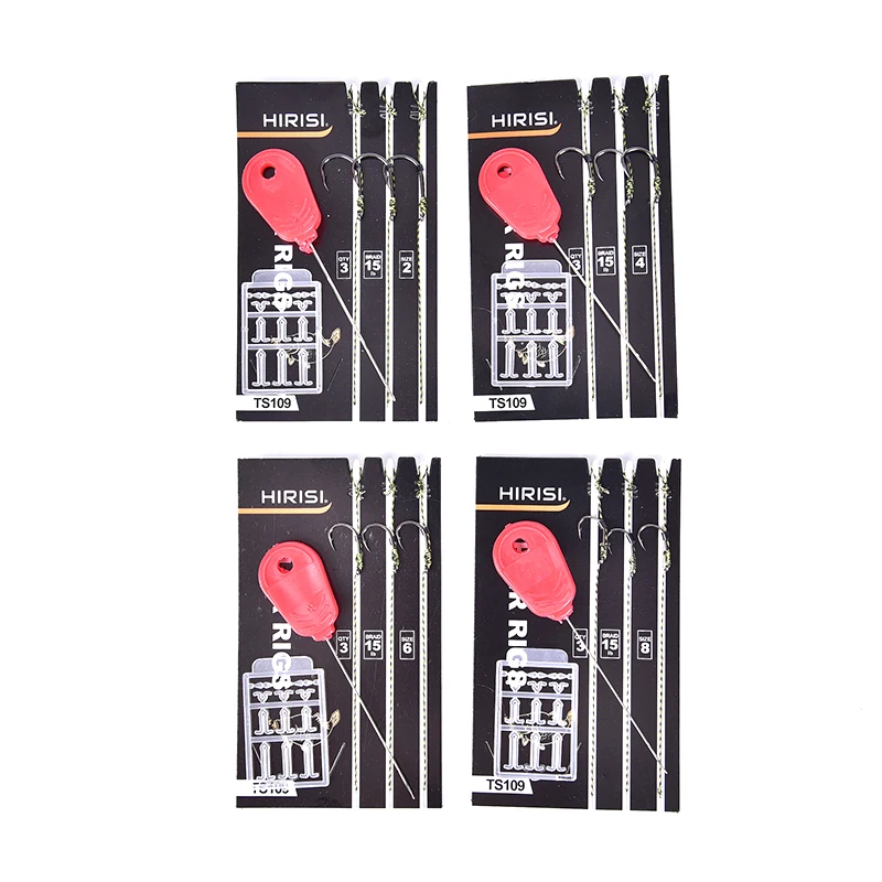 

1set Carp Fishing Hair Rigs Set Ready Made Rigs With Free Bait Needle Stoppers Carp Fishing Hooks Tackle Kit 2# 4# 6# 8#