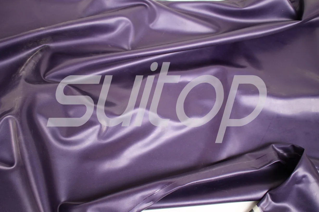 Metallic purple Полный Чехол латексный комбинезон резиновый zentai с задней 3 молнии перчатки, носки и капюшоны attahced в розовый металлик - Цвет: Metallic purple