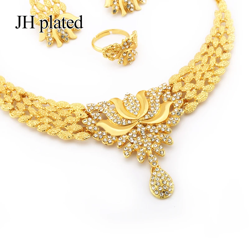 JHplated изысканные роскошные Дубаи Ювелирные наборы золотого цвета Индия Нигерия