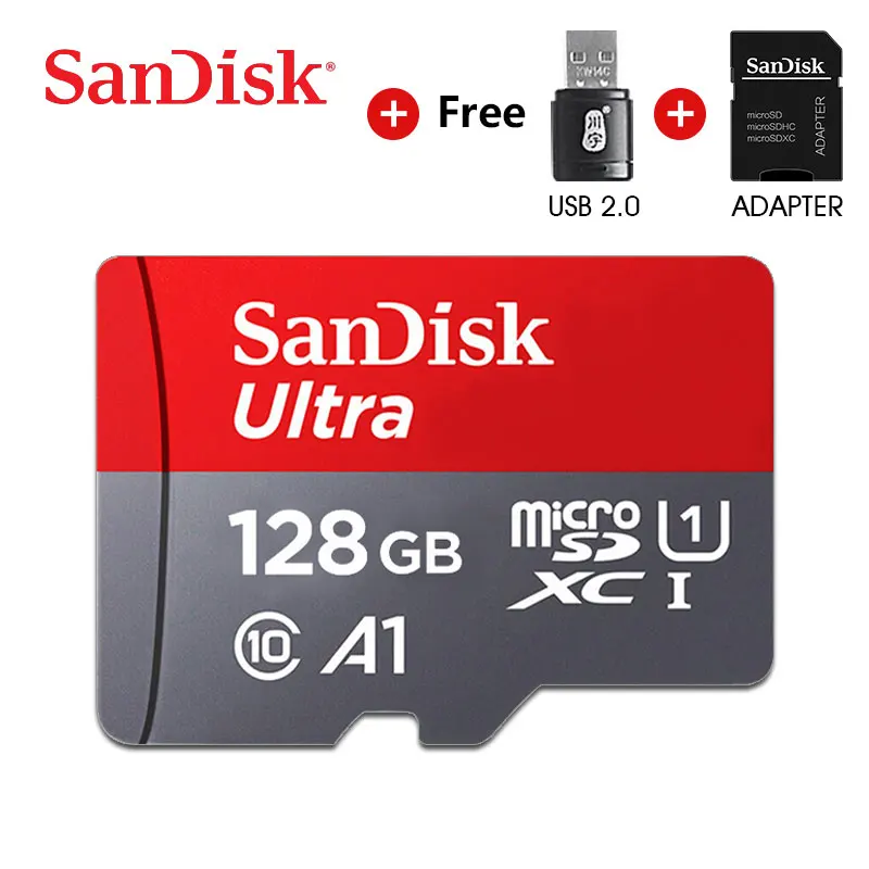 128GB and reader Карта micro sd, реальная емкость, SanDisk, 32 ГБ, карта памяти, 16 ГБ, 64 ГБ, 128 ГБ, Microsd Ultra C10, TF карта, карта памяти - Емкость: 128GB and reader