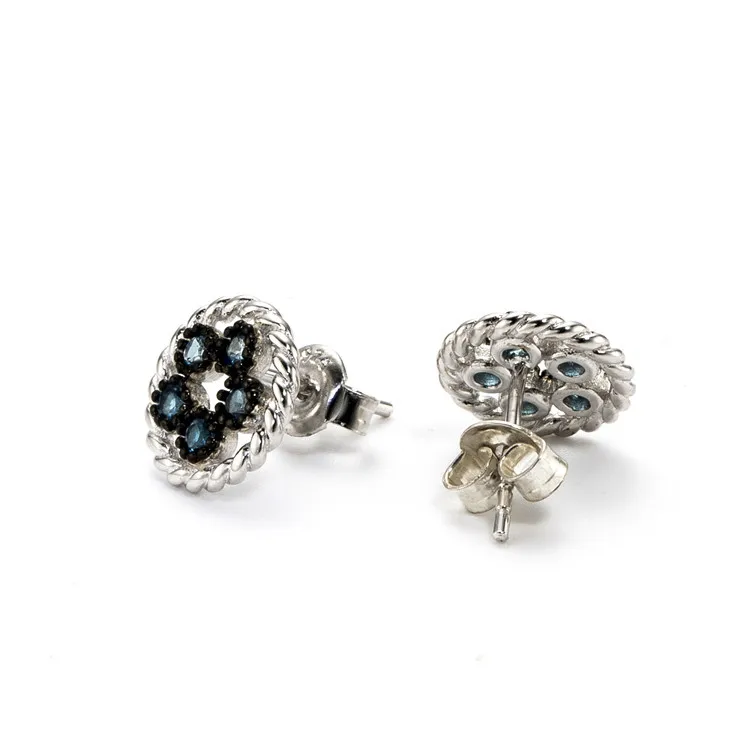 YESWOMEN 925 Sterling Silver Natural London Blue Topaz Stud Earrings Fine Jewelry Gift | Украшения и аксессуары