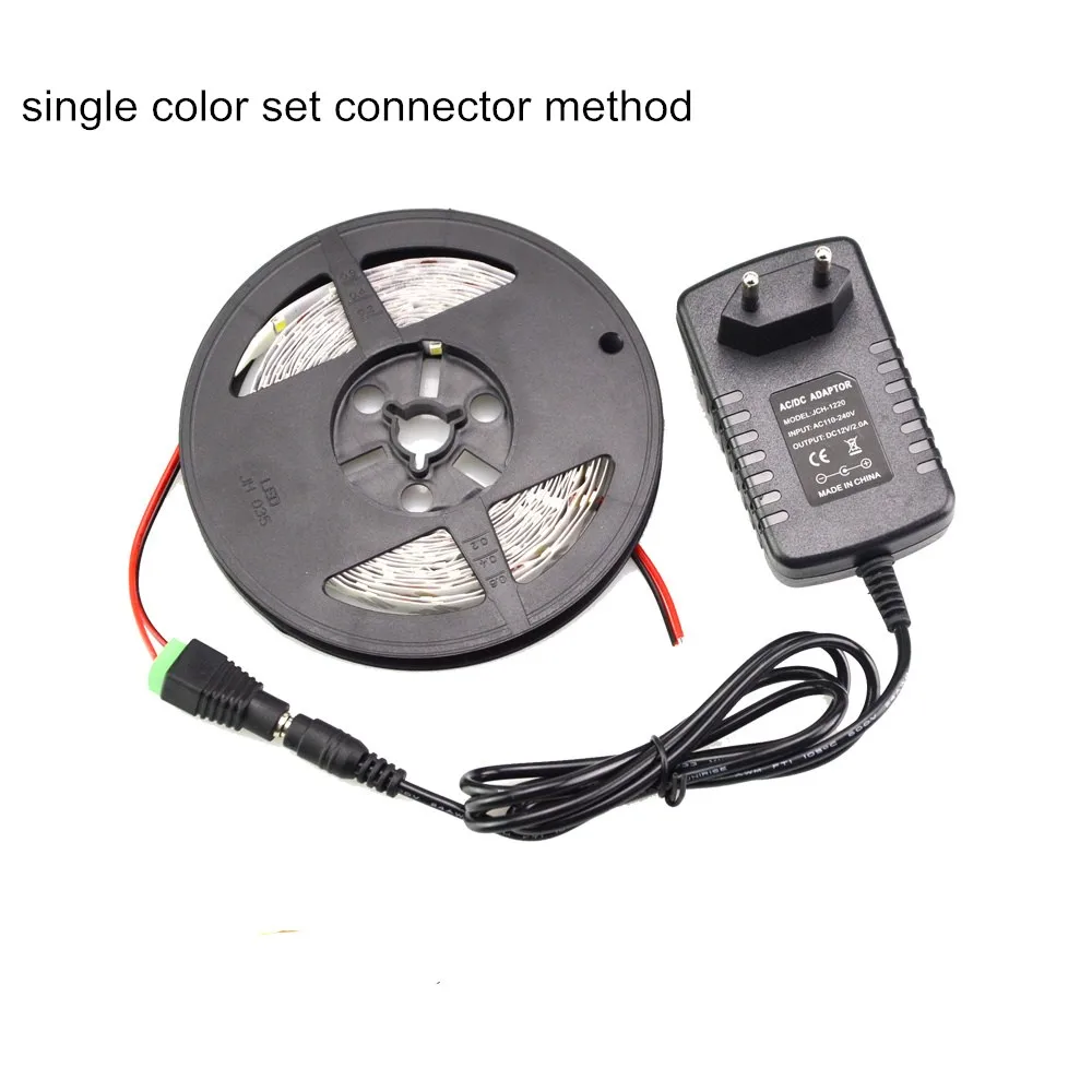 5 м Светодиодные полосы света 300 светодиодов 3528 SMD DC12V flexture свет строка ленты Клейкие ленты лампы+ EU/US разъем 2A Адаптеры питания+ DC адаптер