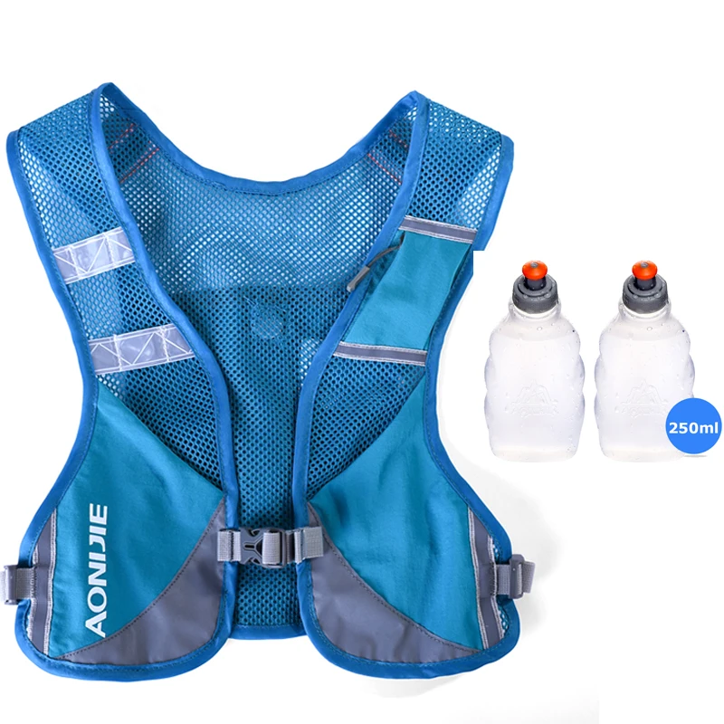 Blue Vest 2 Bottles AONIJIE E884 светоотражающий гидратационный рюкзак, рюкзак, сумка, жилет, жгут, бутылка для воды, для пеших прогулок, кемпинга, бега, марафона, гонки - Цвет: Blue Vest 2 Bottles