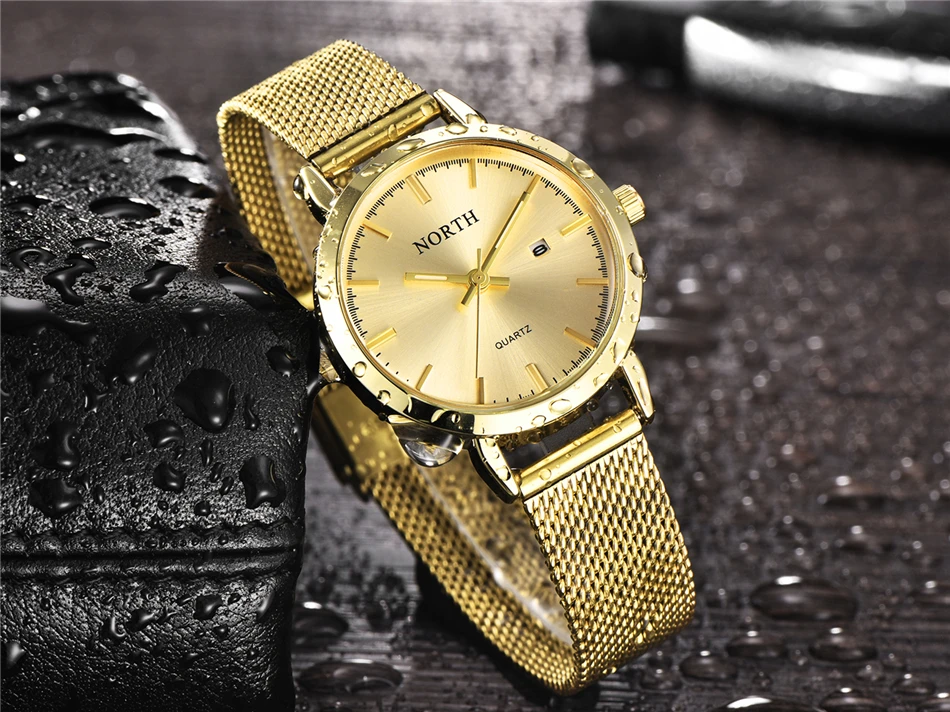 Reloj Mujer NORTH женские часы люксовый бренд золотые кварцевые женские часы Женская мода платье браслет водонепроницаемые часы для жены