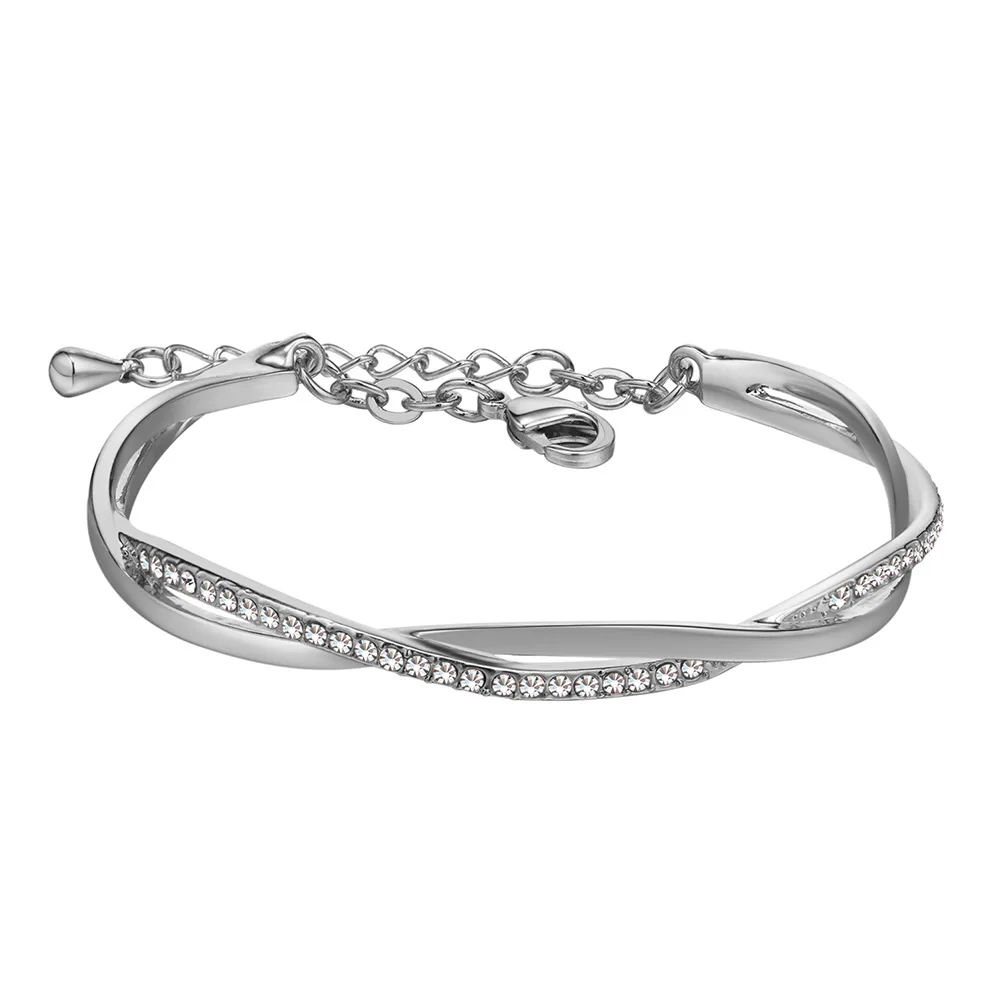 BAFFIN простой элегантный браслет кристаллами от Swarovski цвета: золотистый, серебристый Цвет Мода ювелирные украшения, как на фото для Для женщин вечерние подарок - Окраска металла: Clear Crystal-Silver