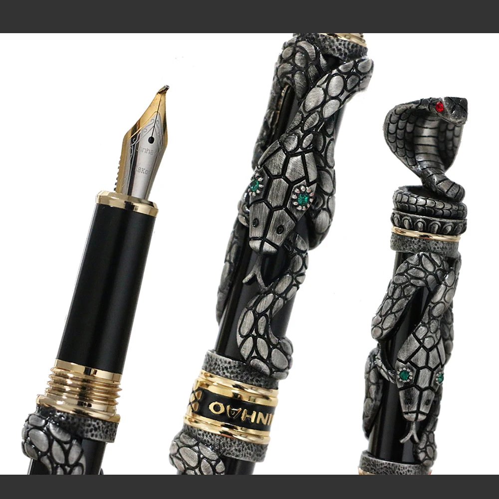 

Novelty All Metal JINHAO Snake Fountain Pen 1.0MM Nib Calligraphy Ink Pen Office Supplies Special Gift