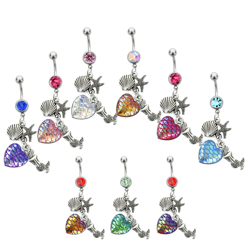 1 шт. Новое поступление кольцо на пупку русалки для женщин сексуальные пирсинг