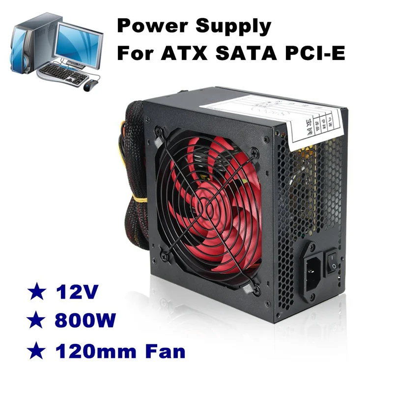 Тихий 800 Вт 800 Вт для Intel AMD PC 12 В ATX PC блок питания SLI PCI-E 12 см вентилятор Высококачественный Компьютерный блок питания для BTC