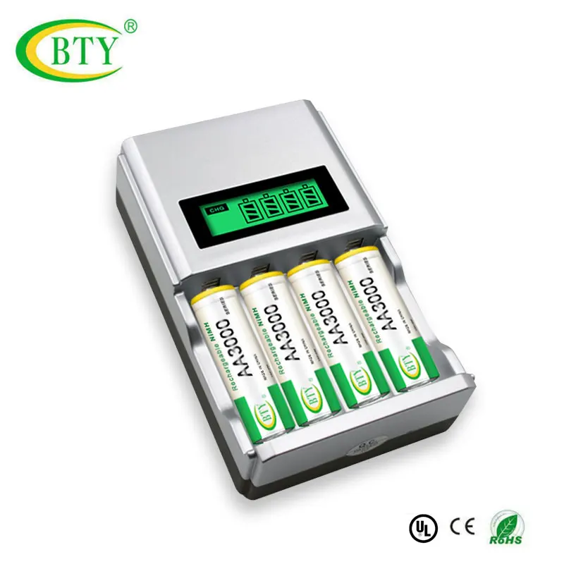 AA Battery nimh 3000 mAh 1.2V 2A Rechargeable Batteries+AA/AAA Charger LCD Display Intelligent Factory Free Shipping | Электроника