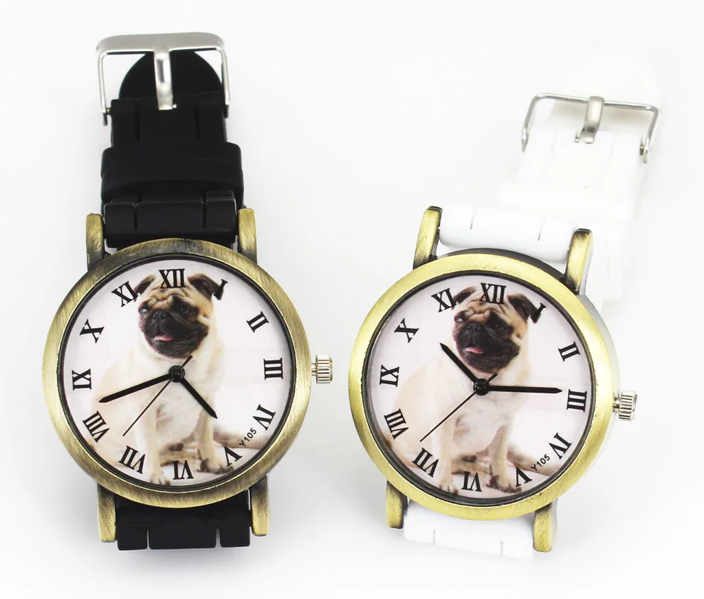 Pug Pet Love Dog мужские и женские часы Спортивные Повседневные черно-белые силиконовые часы унисекс кварцевые наручные часы предложения