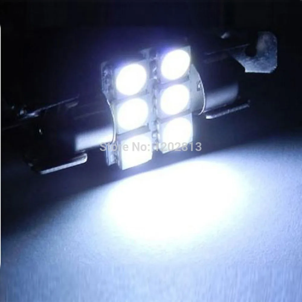 Бесплатная доставка 10 шт. 31 мм 6-5050SMD белые светодиодный ные лампы для салона