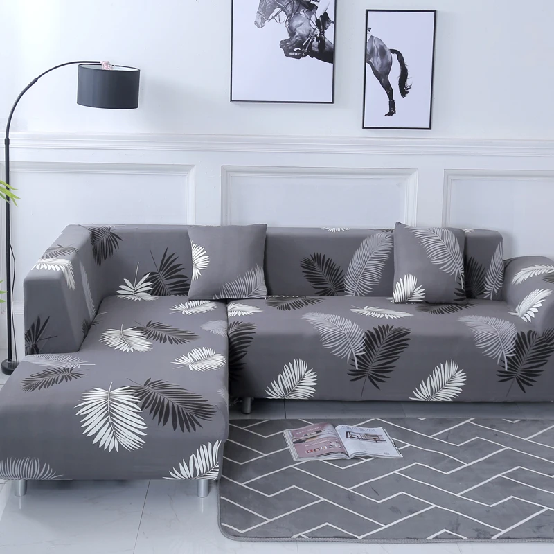 Чехол для дивана с черным пером Плотная пленка универсальные Нескользящие