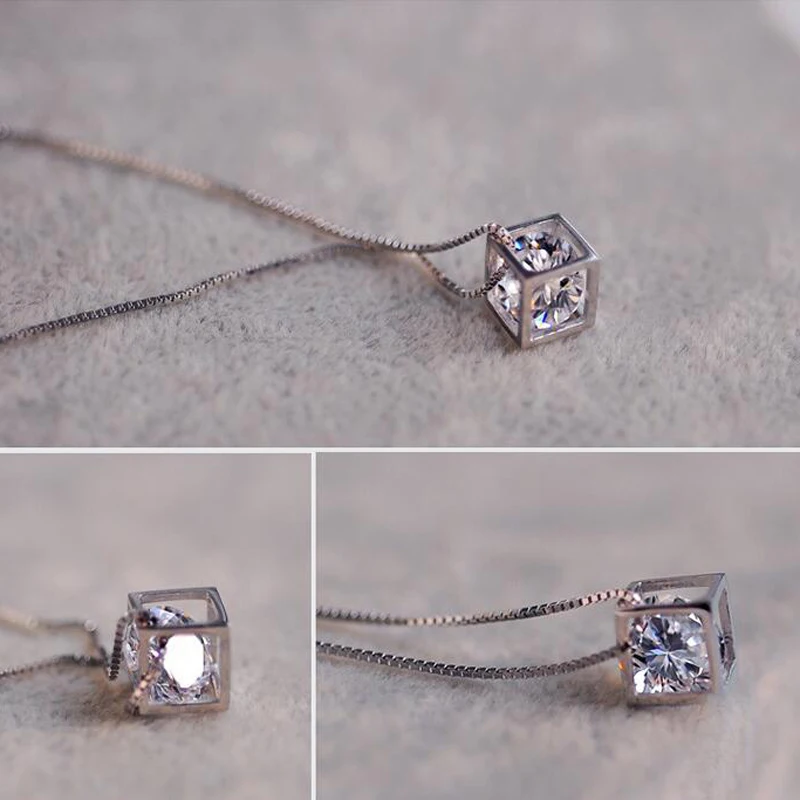 Creative Women Fashion White Gold Plated Necklace Ladies Popular Style Square Love Box Pendant | Украшения и аксессуары