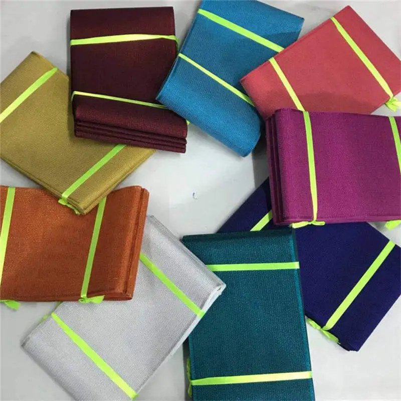 

Nigerian Headtie Gele Aso oke Fabric with Stones and Beads High Quality African Aso Oke Headties Aso Ebi for wedding-AH30