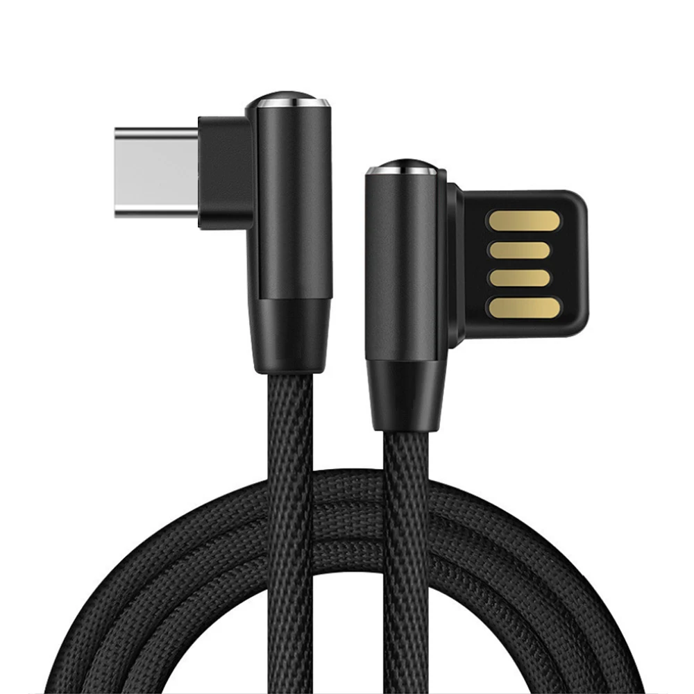 2.4A L-Line 90 градусов локоть usb type C кабель для samsung S8 Note 8 зарядный кабель для синхронизации данных для Xiaomi Redmi Note 7 mi 9 K20 Pro - Цвет: Черный