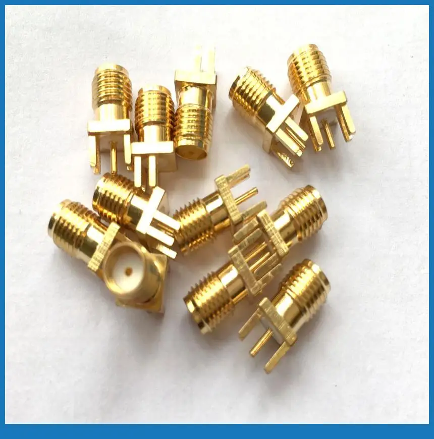 

100pcs/lot Gold RF SMA Female With Nut edge mount PC Board PCB receptacle Adapter Connector 1.1mm